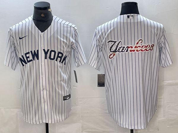 Men New York Yankees Blank White Stripe Game Nike 2024 MLB Jersey style 11